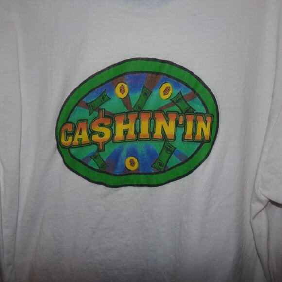 Vintage "Cashin In" Casino T-Shirt - Fruit of the Loom - White w/ Logo - XL - Picture 2 of 6
